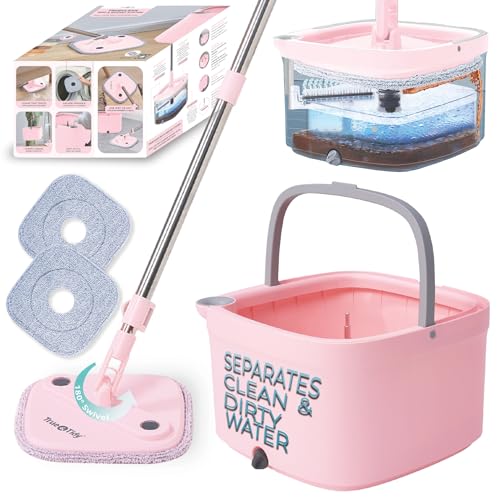 Square Spin Mop & Bucket System with 2 Microfiber Mop Pads K891