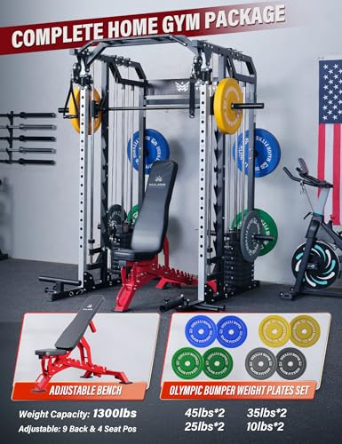 Smith Machines Squat Rack with Cable Crossover Machine O1506