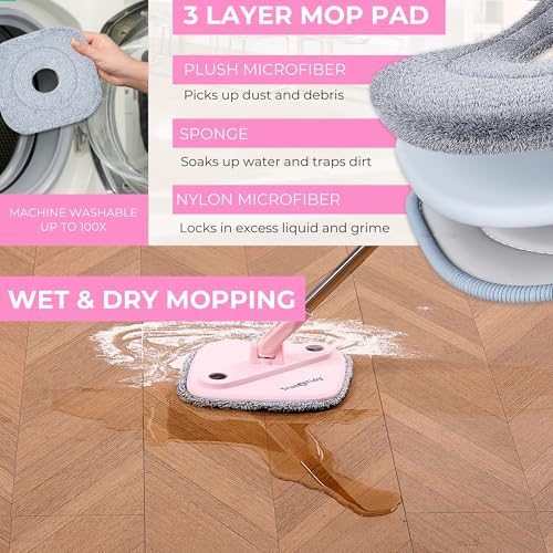 Square Spin Mop & Bucket System with 2 Microfiber Mop Pads K891