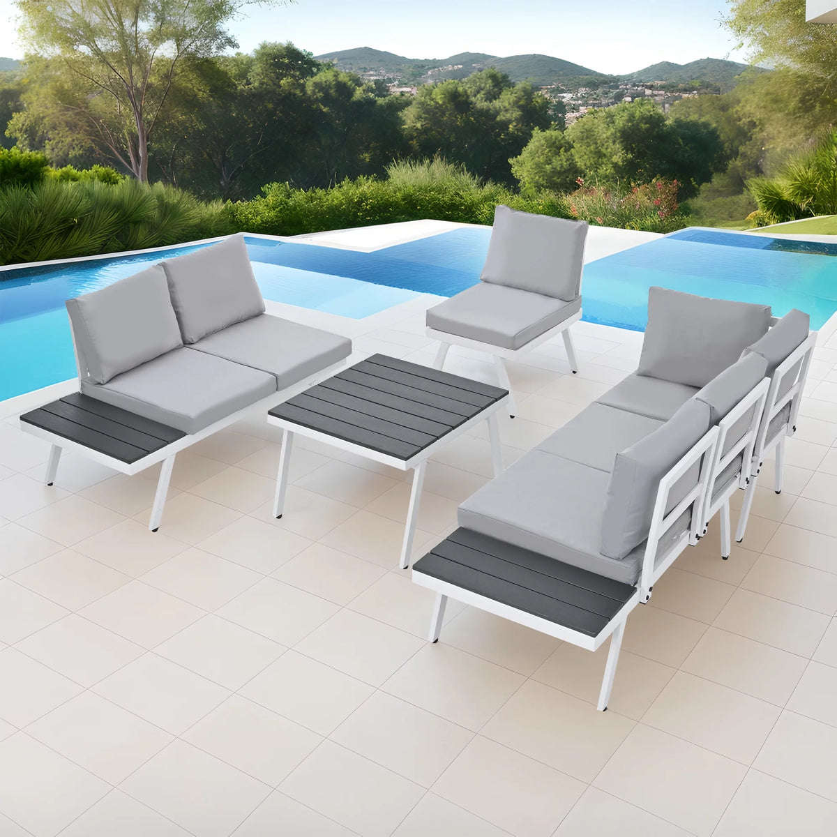 5 Piece Outdoor Patio Furniture Set Grey C378