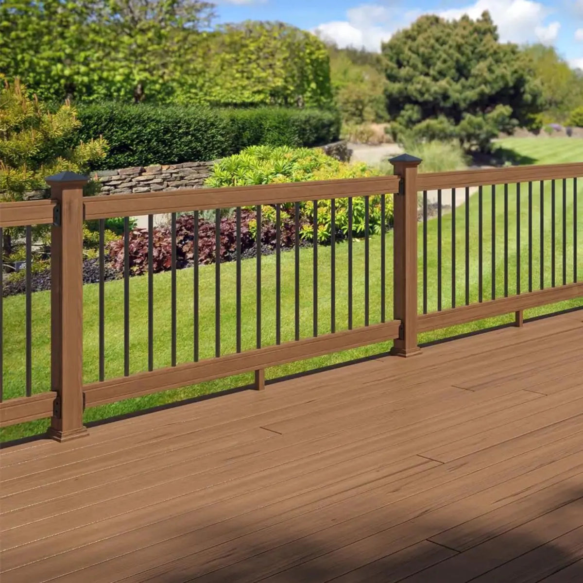 6 ft. Wood Railing Kit with Aluminum Round Balusters O485844
