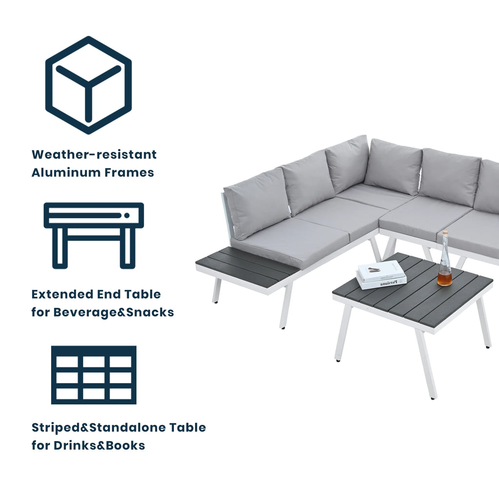 5 Piece Outdoor Patio Furniture Set Grey C378