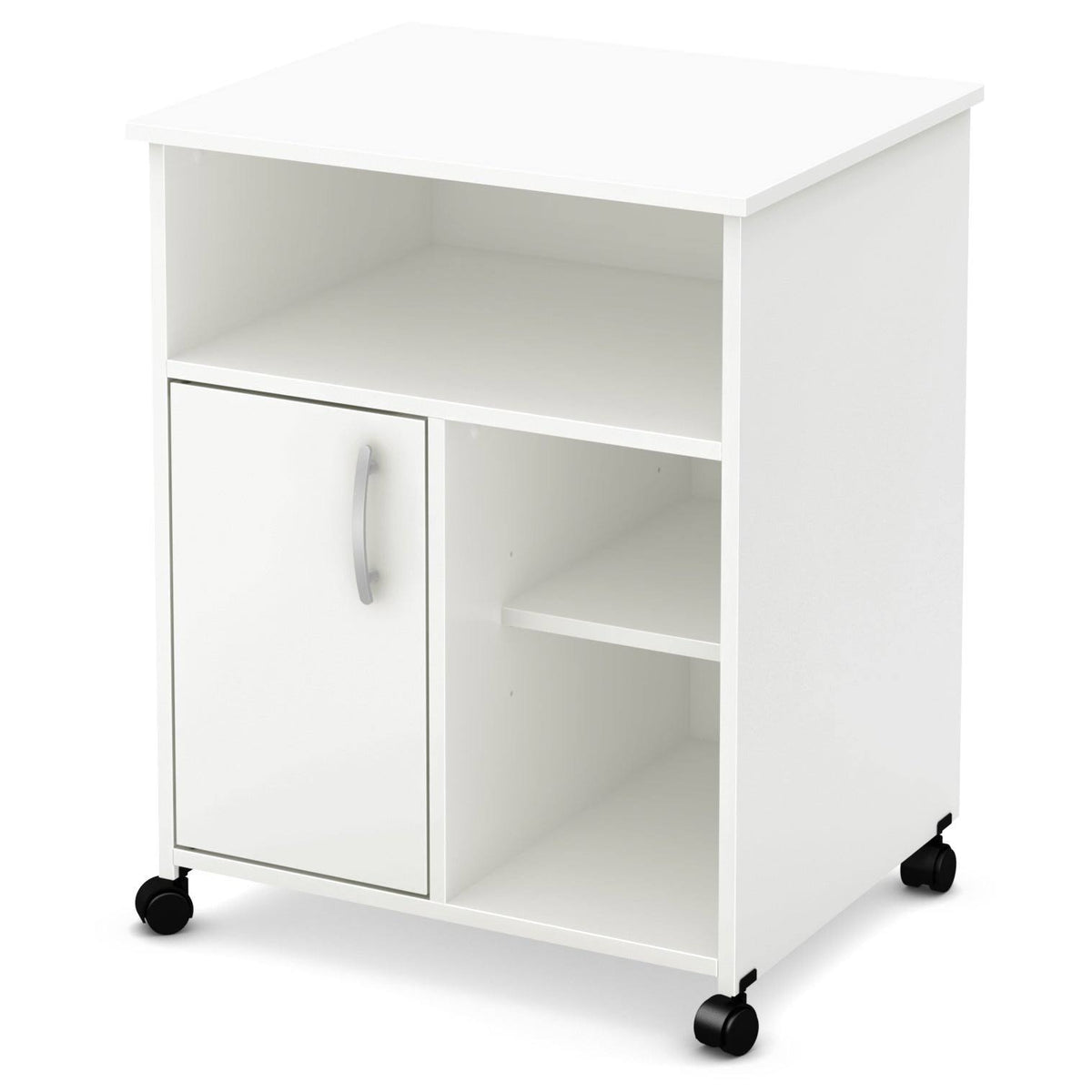 Soft Gray Microwave Cart with Storage on Wheels V181590