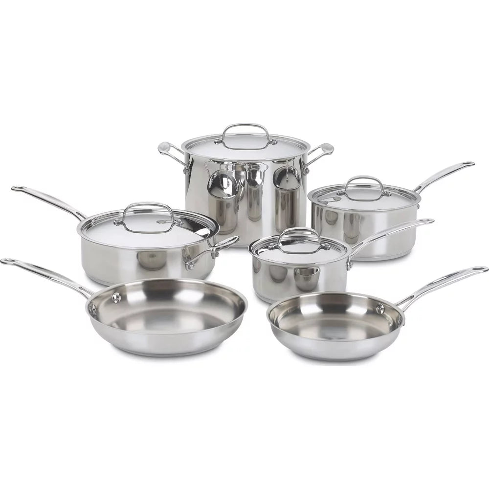 10 pc Stainless Cookware Set and 12 Piece Ceramic Coated Cutlery Set T65329