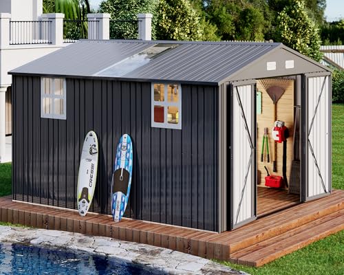 Galvanized Steel Storage Shed with Skylight Panels R2893