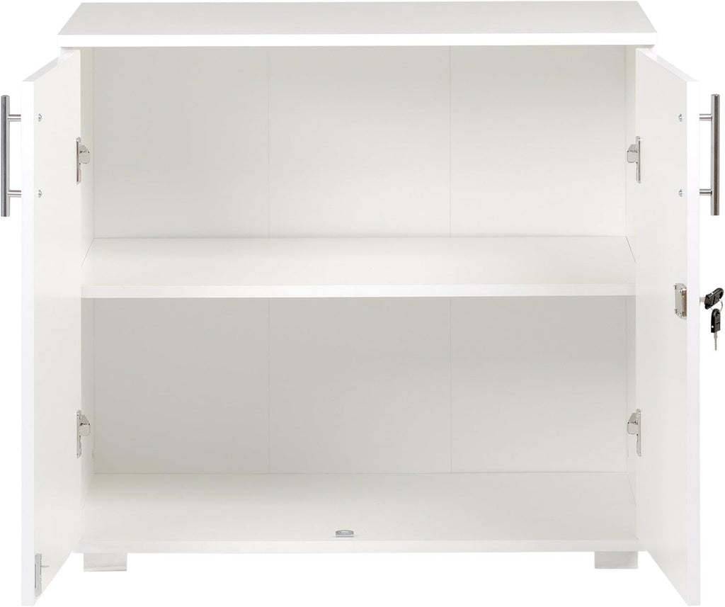 White 2 Door Locking Storage Cabinet Bookcase W3071