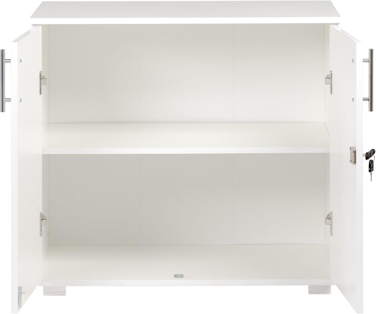 White 2 Door Locking Storage Cabinet Bookcase W3071