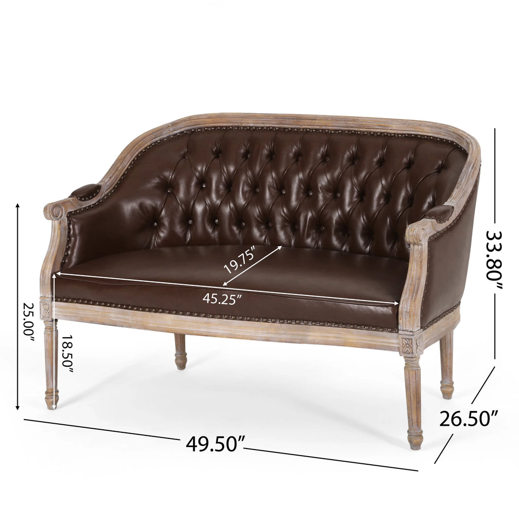 Dark Brown Faux Leather Loveseat H4562