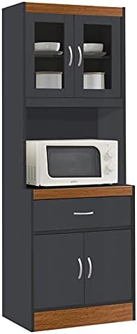 White Kitchen Cabinet with Microwave Storage R3449