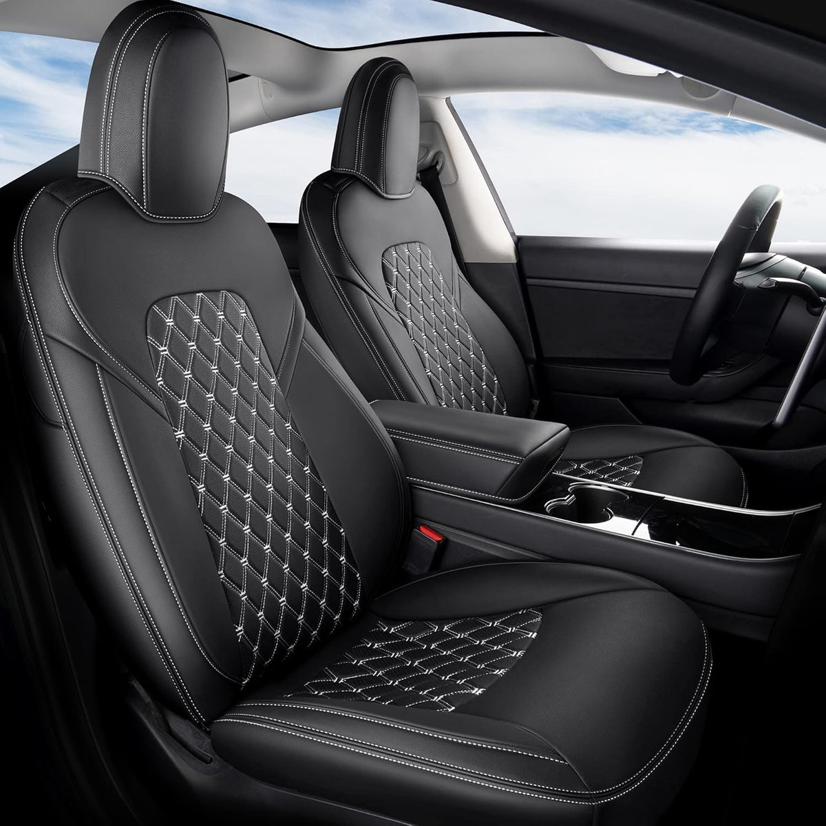 Pu Leather Car Seat Covers Full Set Black C79280
