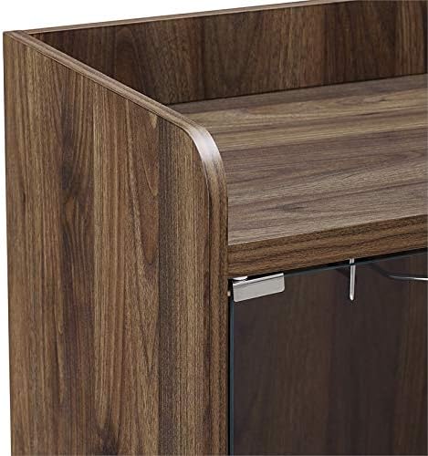 Glass Door Bar Cabinet in Dark Walnut O90417