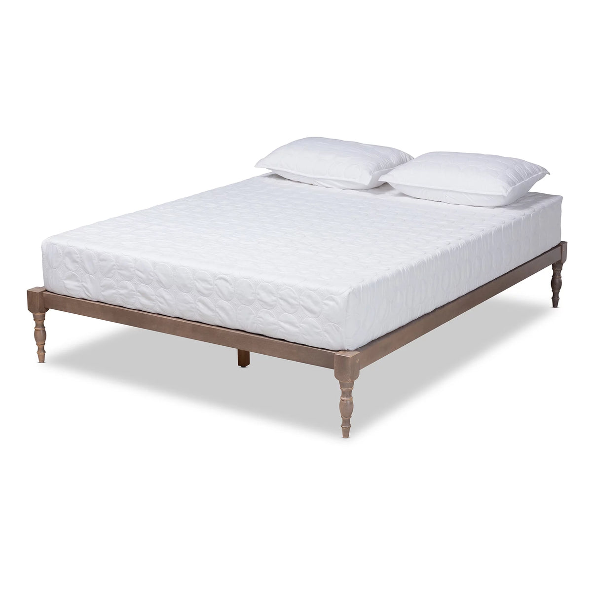 Walnut Brown Wood Full Size Platform Bed Frame U67271