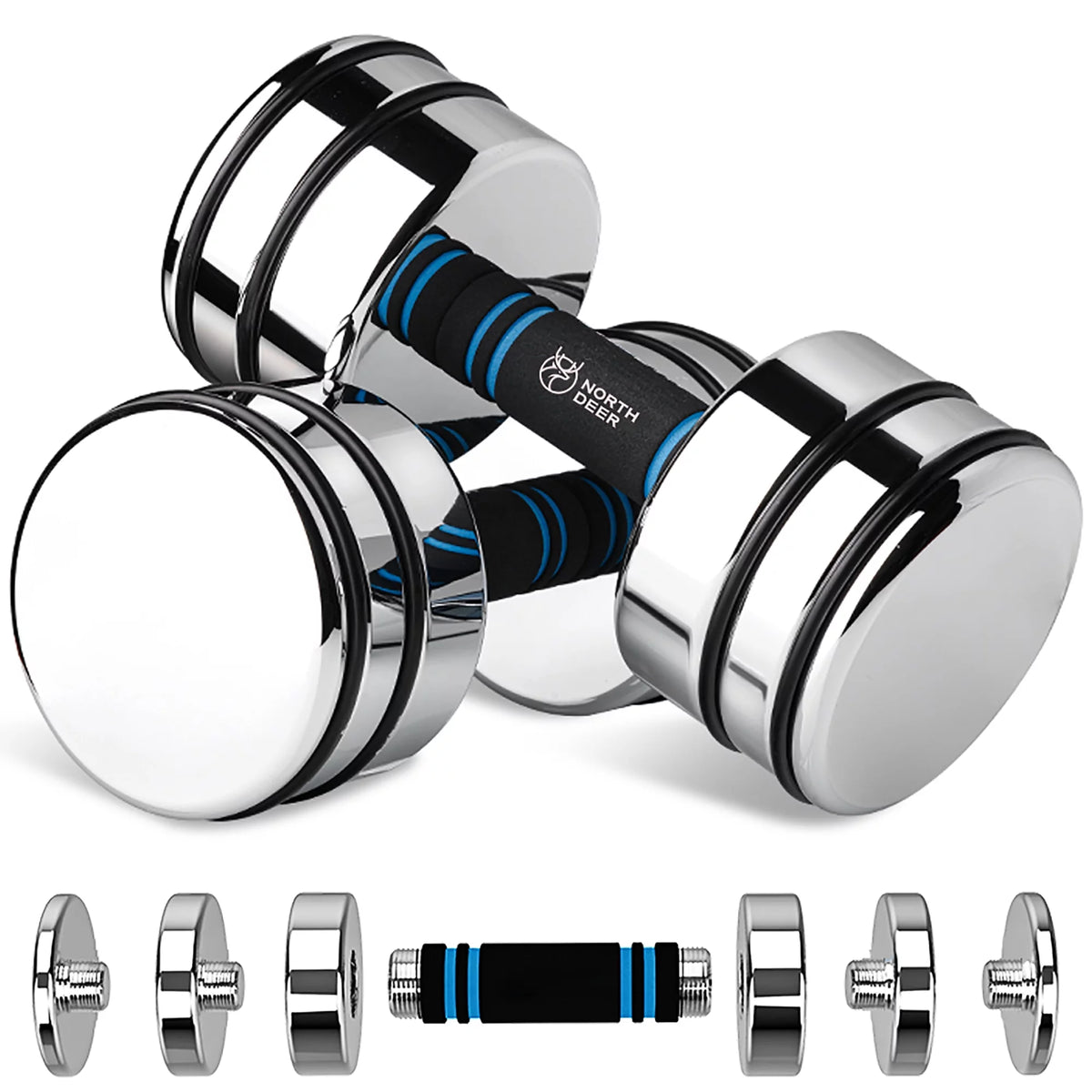 Adjustable Dumbbells Pair Steel Weight Set with Foam Handle Q116347
