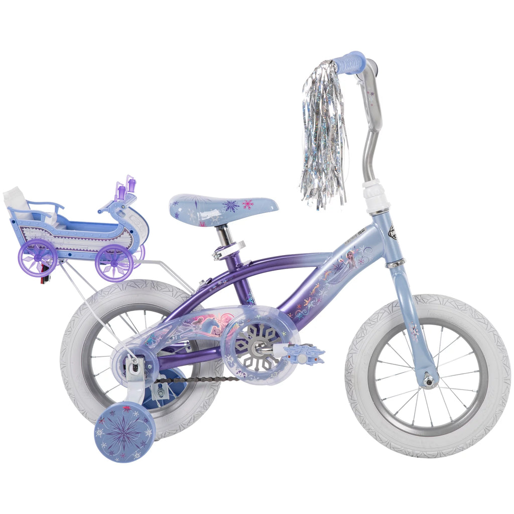 12 in. Bike with Doll Carrier Sleigh, White and Purple E87295