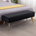 44 Inch Velvet Ottoman Bench with Gold Legs X74398