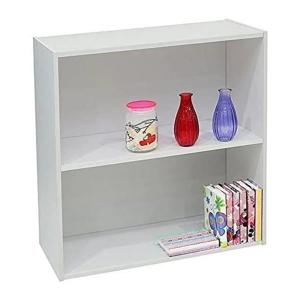 White Wood 2 Tier Open Shelf Bookcase T5037