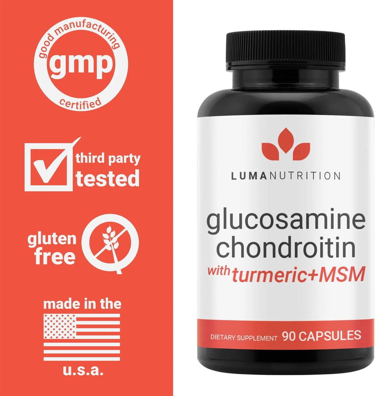 Glucosamine Chondroitin MSM Turmeric Boswellia Joint Supplement 90 Capsules Y124377