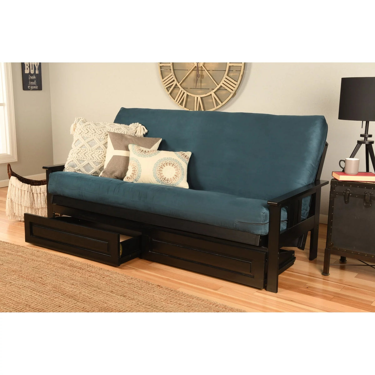 Black Sofa with Storage and Removable Mattress Cover Z1195