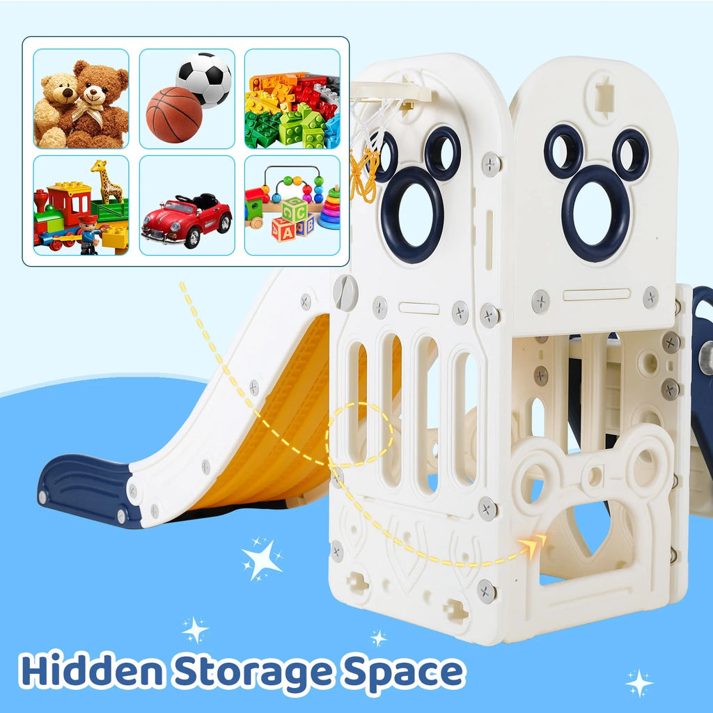 Plastic Toddler Slide with Basketball Hoop Y641414
