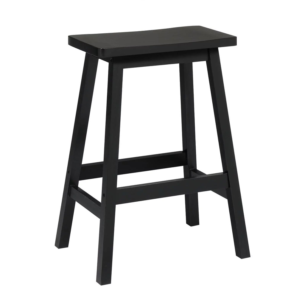 Set of 4 Black Wooden Saddle Seat Bar Stools Q4786