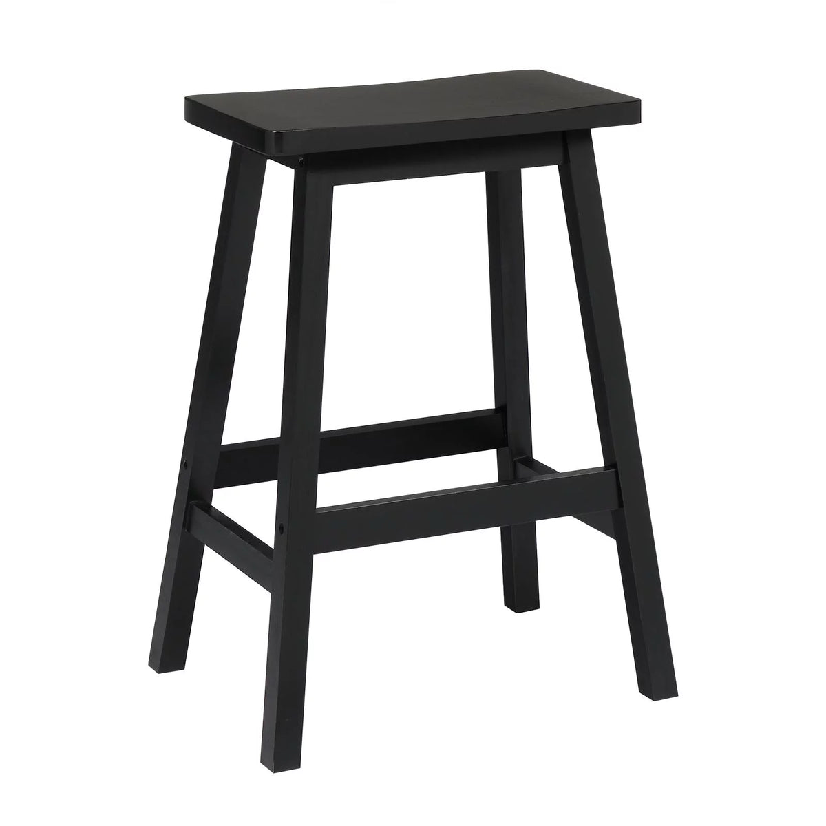 Set of 4 Black Wooden Saddle Seat Bar Stools Q4786
