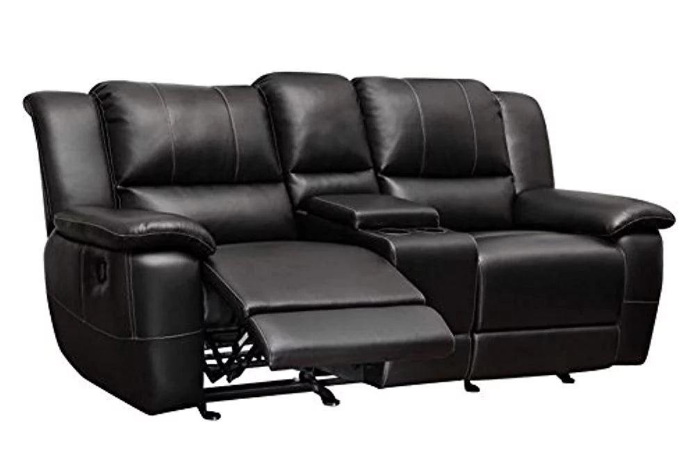 Black Transitional Sofa with Pillow Arms E69599