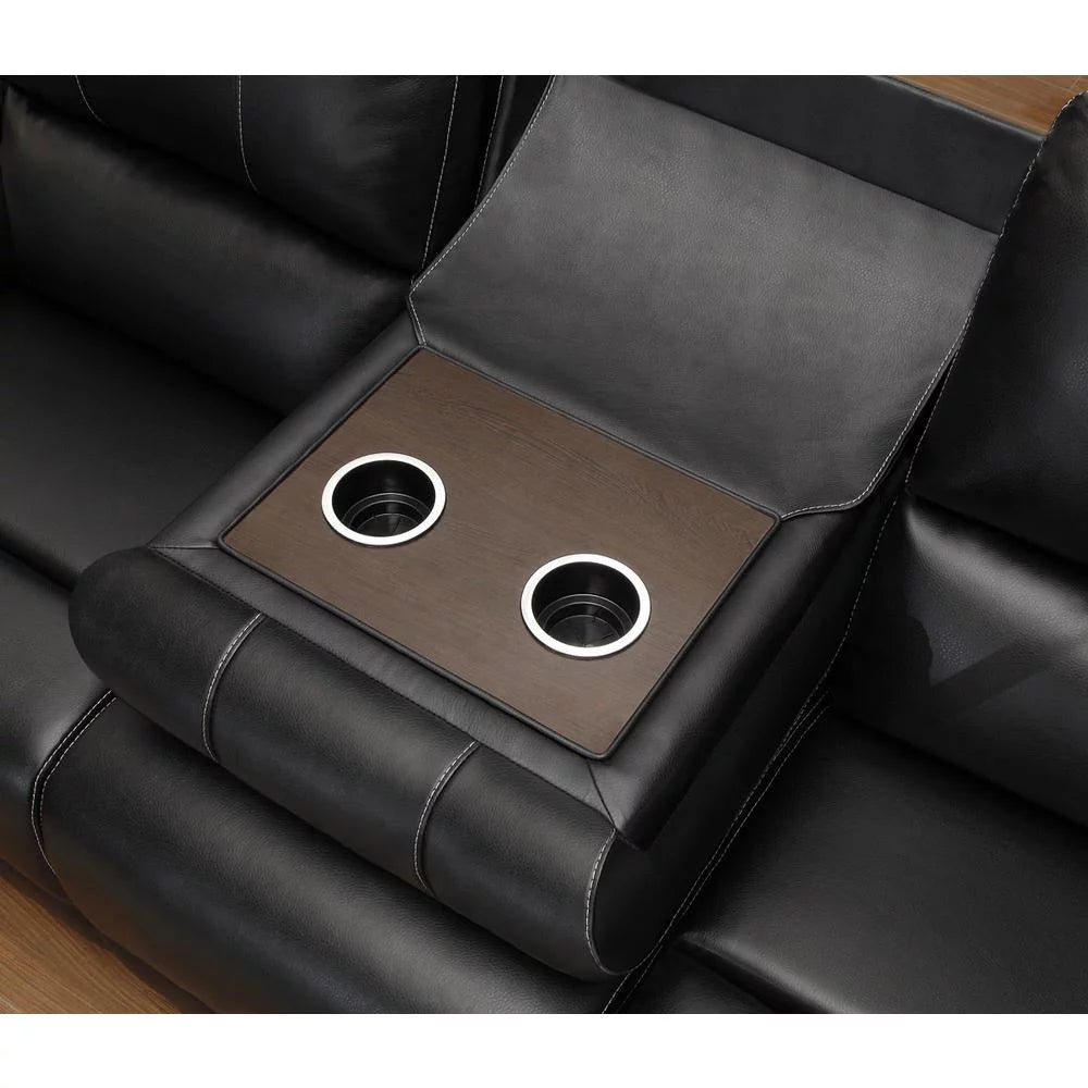 Black Transitional Sofa with Pillow Arms E69599