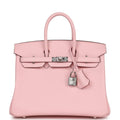 Birkin 25 Rose Sakura Swift Palladium Hardware L6107