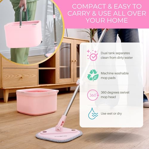 Square Spin Mop & Bucket System with 2 Microfiber Mop Pads K891