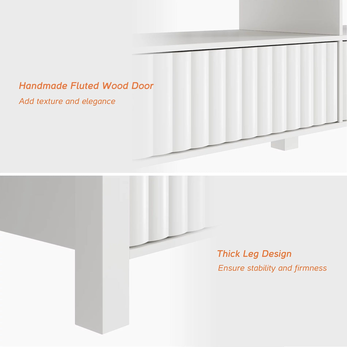 White Wood TV Stand with 6 Storage I83931