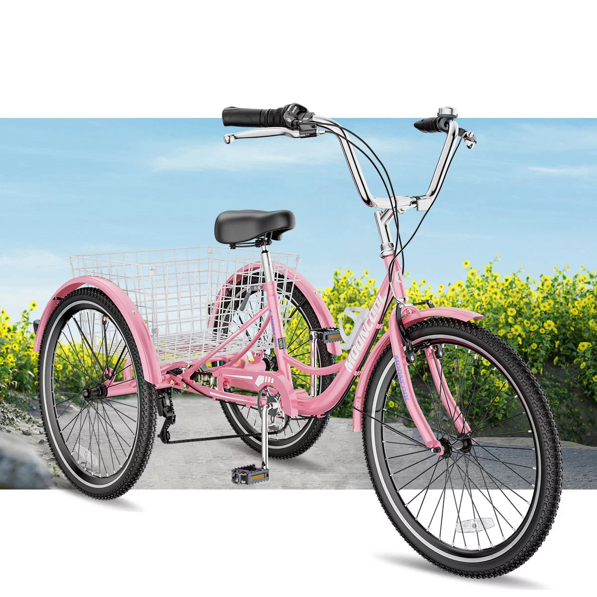 24 26 inch 7 Speed Adult Tricycle with Rear Basket O798395