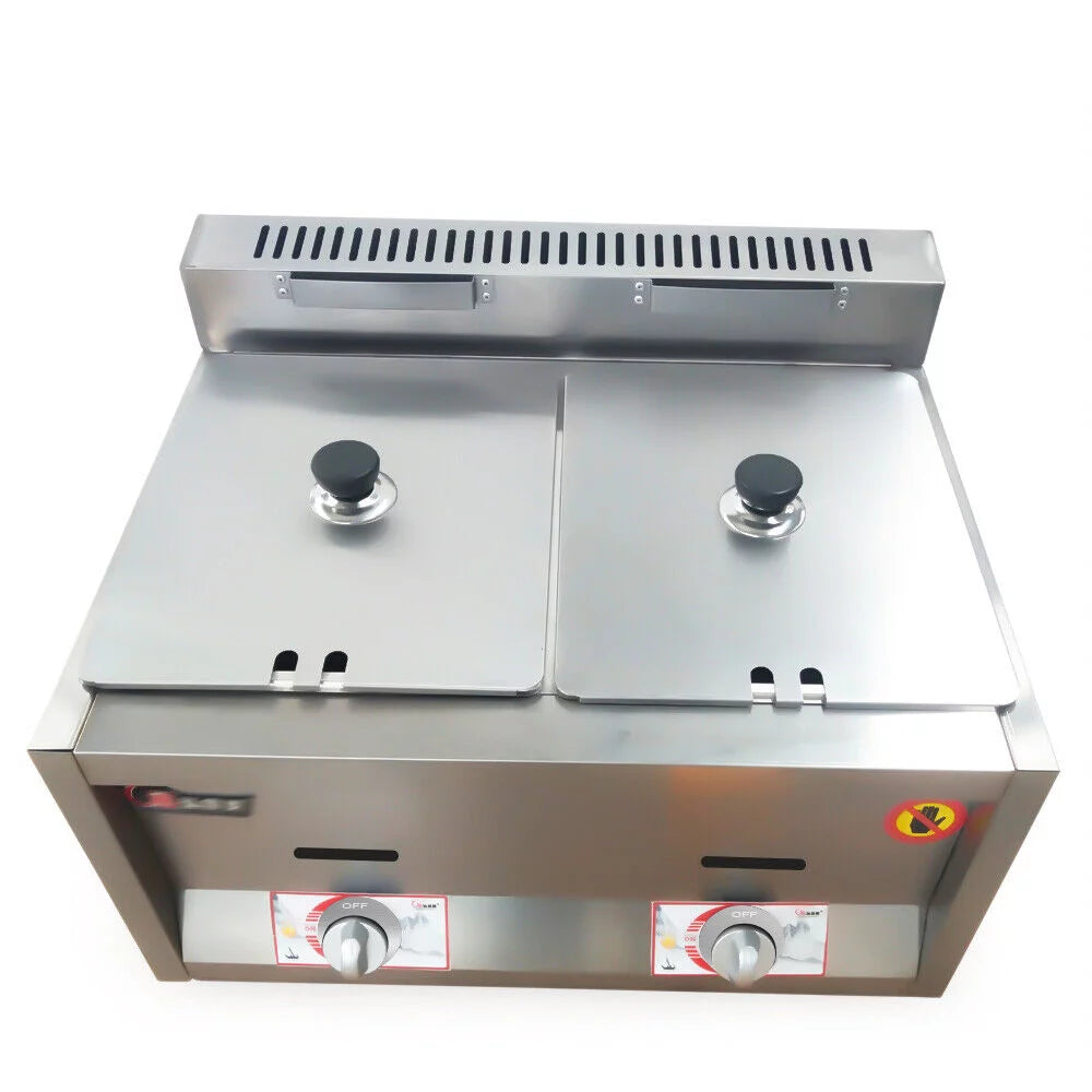 2 Pan Stainless Steel Commercial Gas Deep Fryer A597