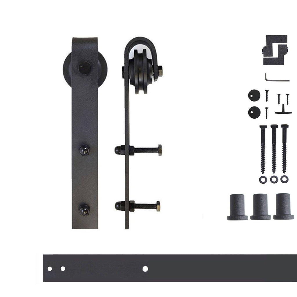 Black 4.5 ft. Sliding Barn Door Track and Hardware Kit E280239