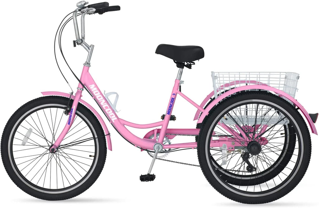 24 26 inch 7 Speed Adult Tricycle with Rear Basket O798395