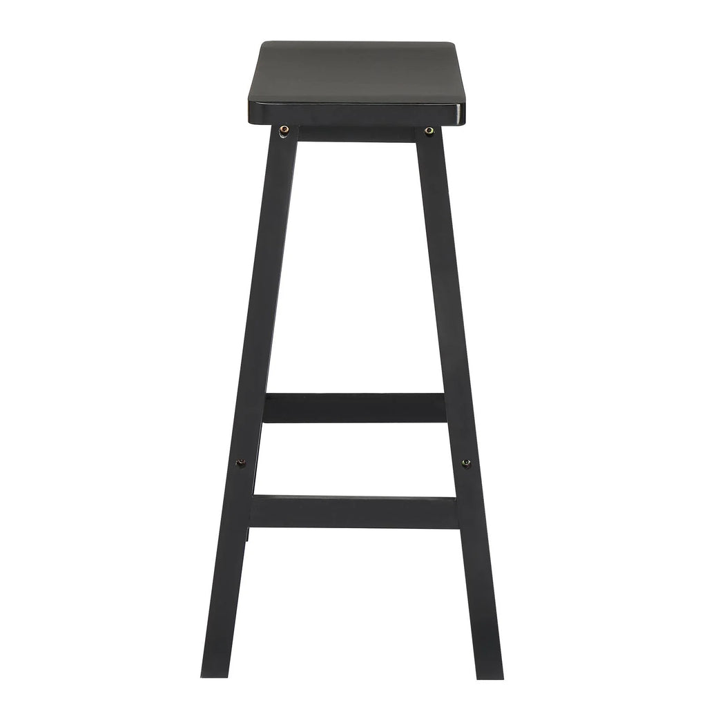 Set of 4 Black Wooden Saddle Seat Bar Stools Q4786