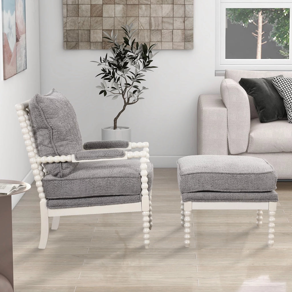 Velvet Accent Chair with Ottoman D95472