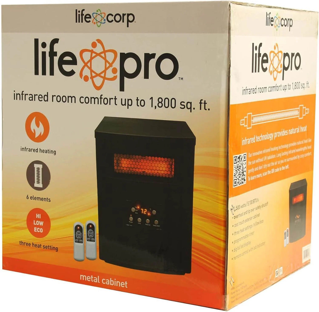 1500W Portable Electric Infrared Quartz Space Heater with Remote Control Black 2 Pack J864