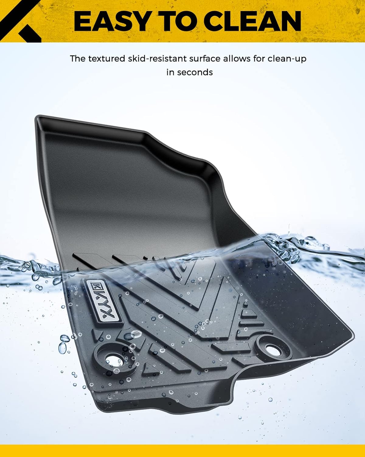 Black TPE Car Floor Mats 1st and 2nd Row M620390