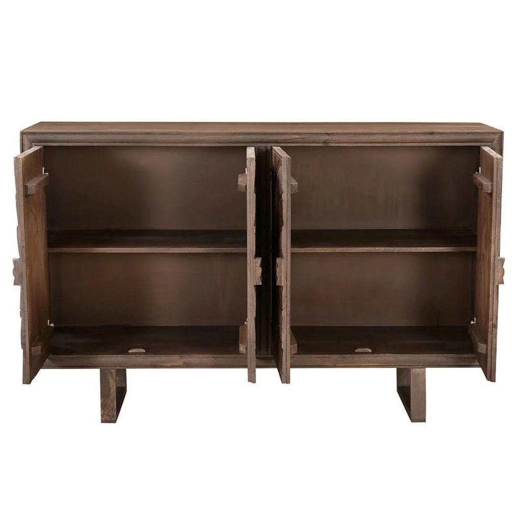 Solid Wood Cabinet with 4 Hand-Carved Doors N428024