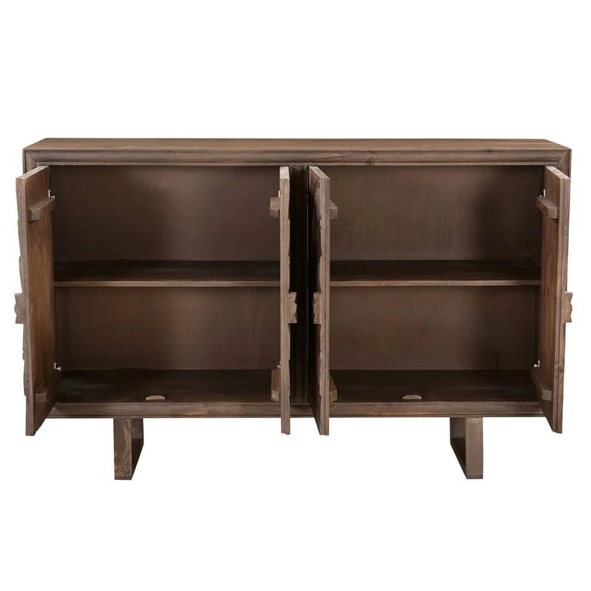 Solid Wood Cabinet with 4 Hand-Carved Doors N428024