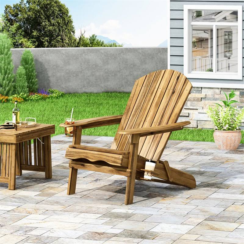 Acacia Wood Folding Adirondack Chair R57972