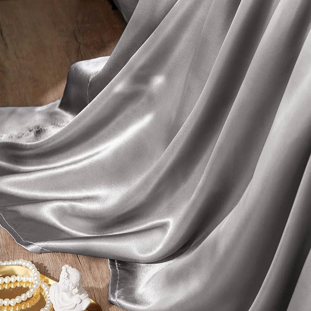 Microfiber Satin Gray 4 Piece Full Size Bed Sheets V53235