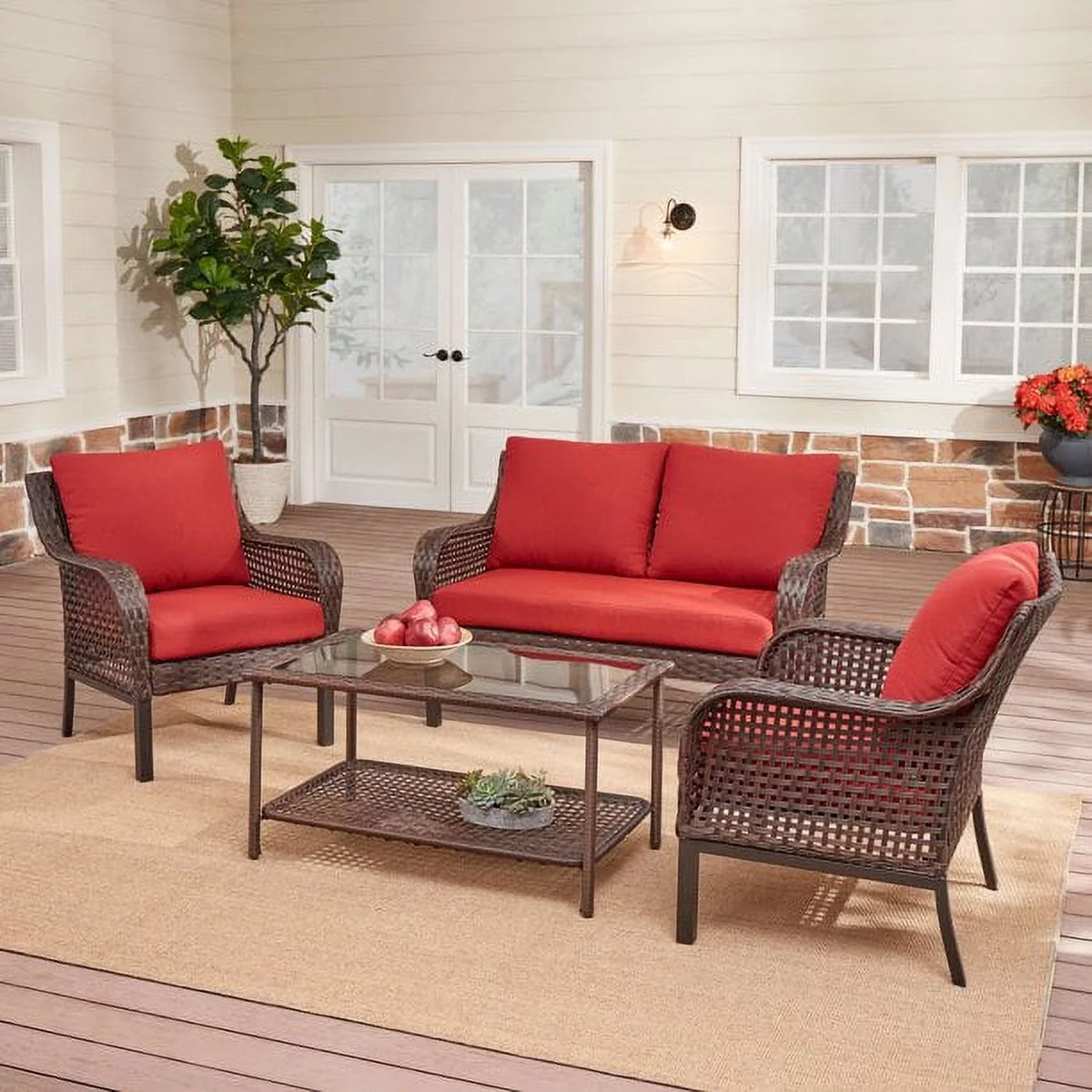 4-Piece Wicker Outdoor Conversation Set E836999