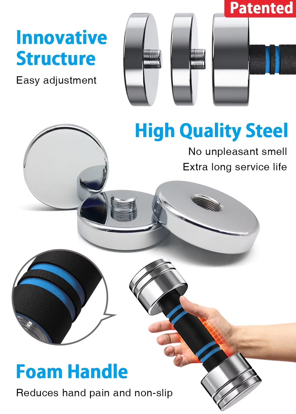 Adjustable Dumbbells Pair Steel Weight Set with Foam Handle Q116347