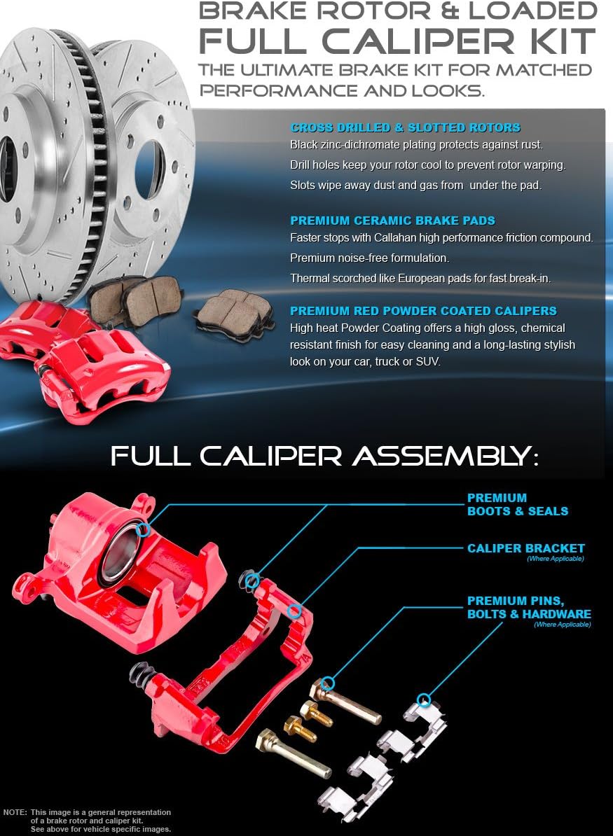 Red Powder Coated Caliper Assembly Pair Set D851