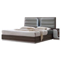 Gray Wood and Faux Leather King-size Bed J81559