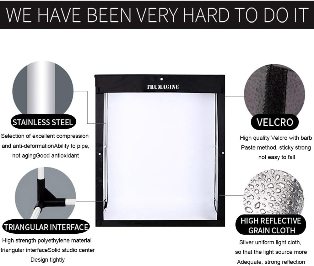 LED Photography Lightbox with 3 Colors Backdrops and Carrying Bag K2447