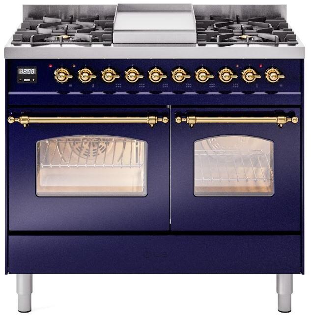 Blue Dual Fuel Natural Gas Range with Brass Trim K28700
