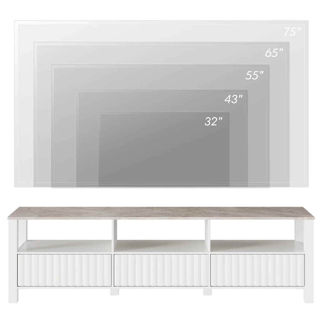 White Wood TV Stand with 6 Storage I83931