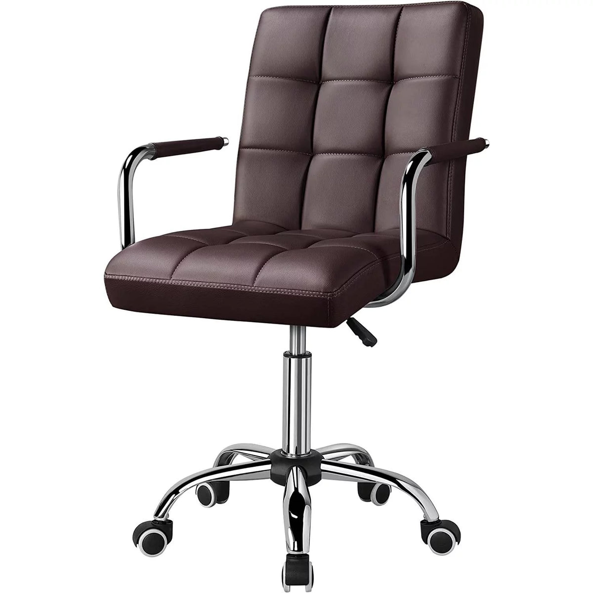 Dark Brown Faux Leather Mid-Back Office Chair with Wheels X77629